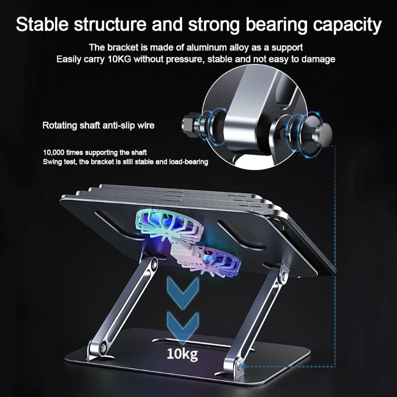 Aluminum Laptop Stand With Cooling And Type Cable Gray