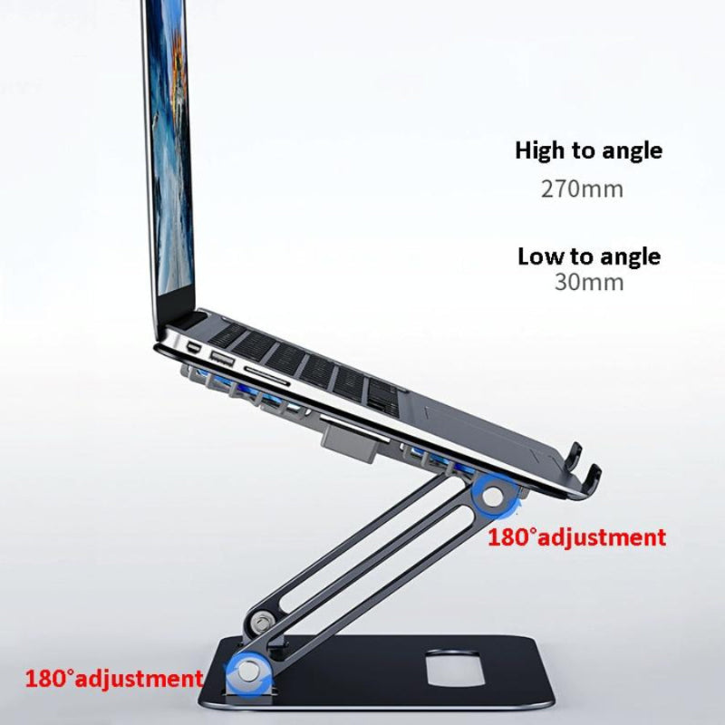 Aluminum Laptop Stand With Cooling And Type Cable Gray