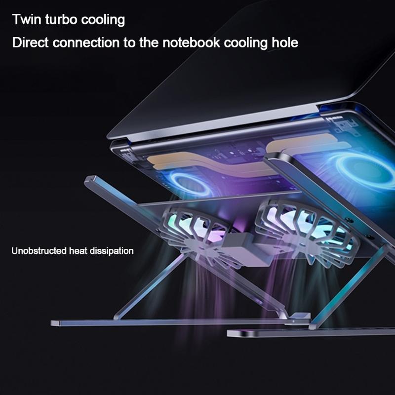 Aluminum Alloy Notebook Cooling Fan With Twin Turbo Design For Laptops