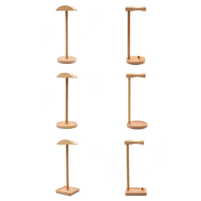 Solid Wood Desktop Headset Display Stand With Elegant Design