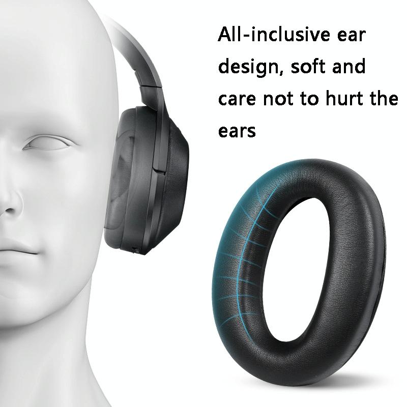 2 Leather Headset Earmuffs For Sony 1000Xm4 With Snap Champagne Replacement