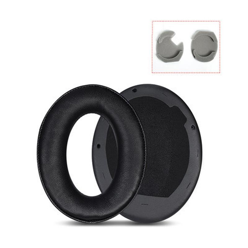 2X Leather Headset Earmuffs For Sony Wh 1000Xm4 Black Protein No Snap Design