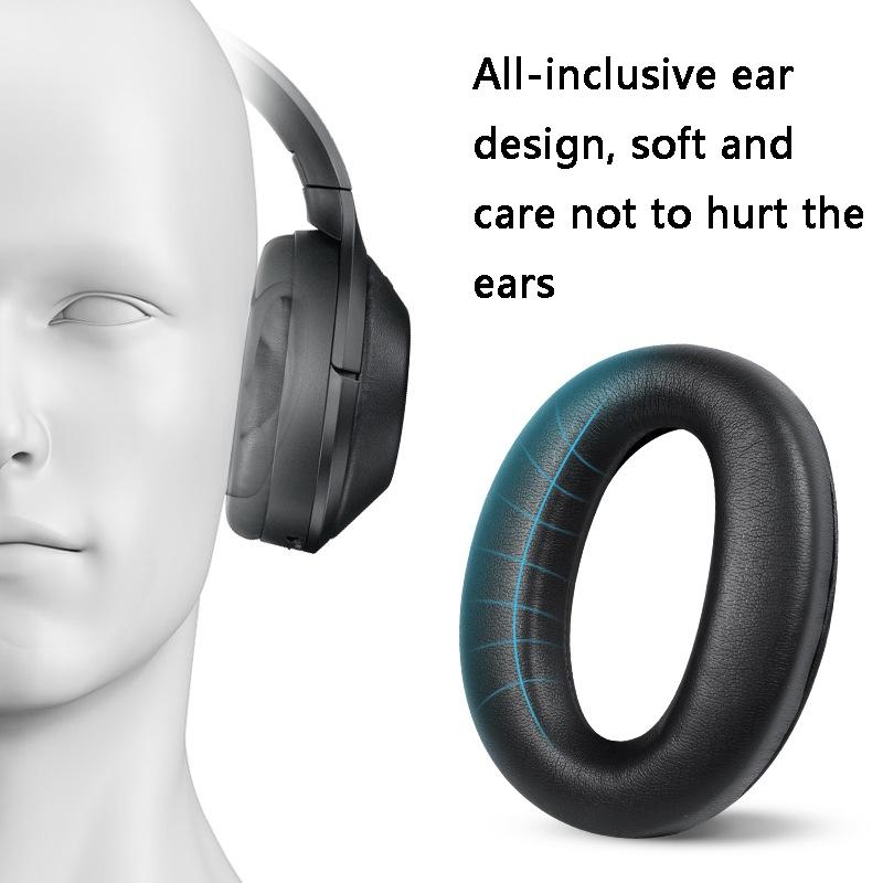 2X Leather Headset Earmuffs For Sony Wh 1000Xm4 Black Protein No Snap Design