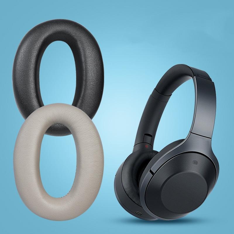 2X Leather Headset Earmuffs For Sony Wh 1000Xm4 Black Protein No Snap Design