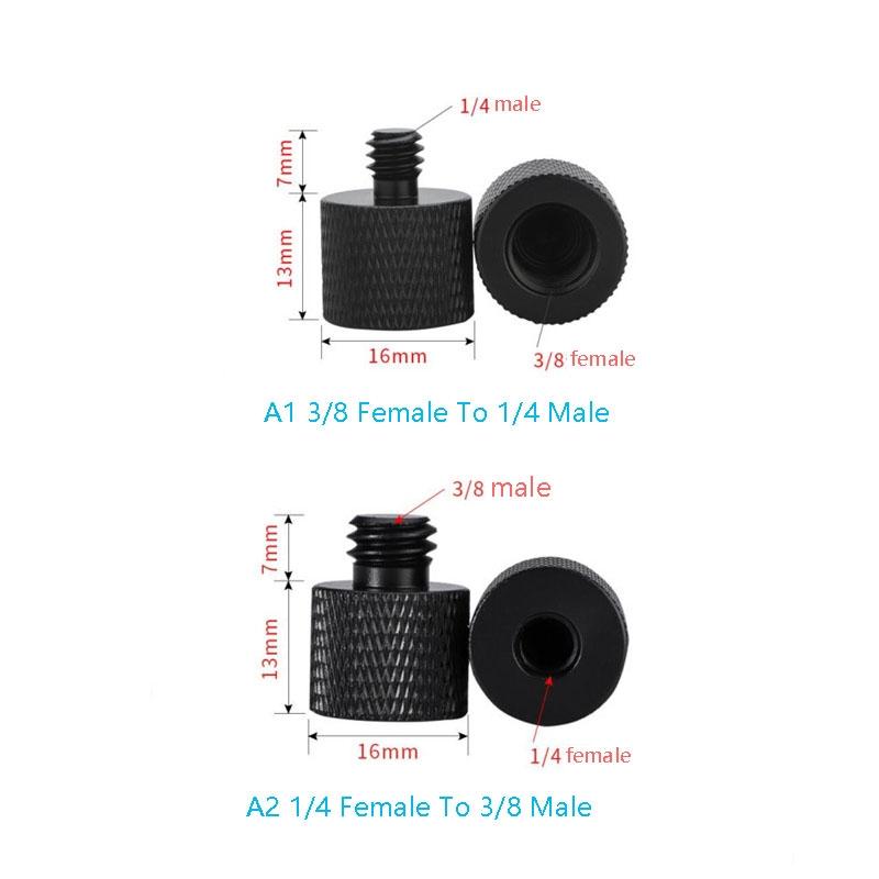 10 Pack 1/4 To 3/8 Screw Adapter Black For Photographic Equipment