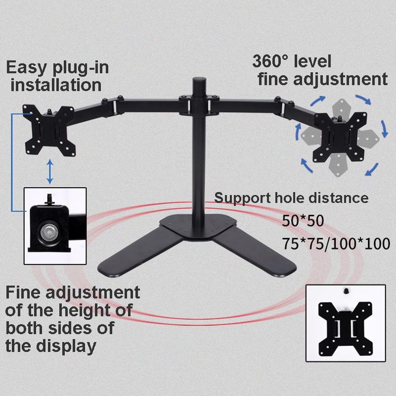 Double Screen Desktop Monitor Stand Lifting Bracket For Flexible Viewing Angles