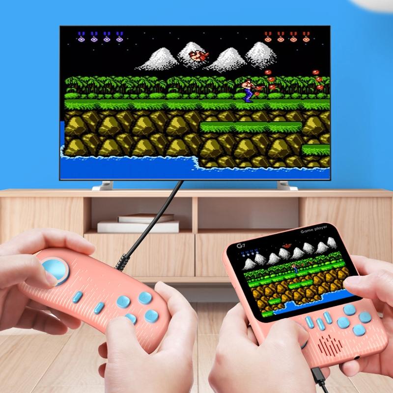Ultra Thin Handheld Game Console With 666 Games 3.5 Inch Dual Blue Design