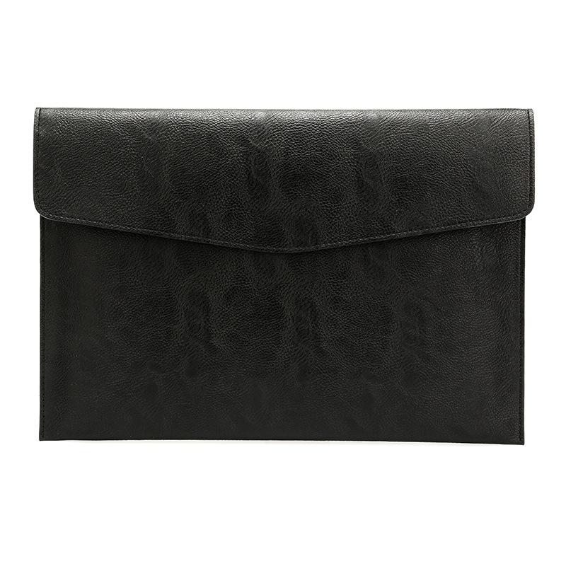 Black Pu Leather Litchi Pattern Sleeve Case For 13.3 Inch Laptop