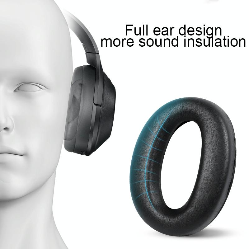 2 Pack Leather Earpads For Sony Wh 1000Xm4 Black With Buckle