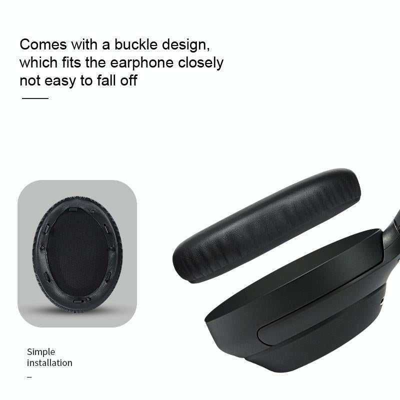 2 Pack Leather Earpads For Sony Wh 1000Xm4 Black With Buckle