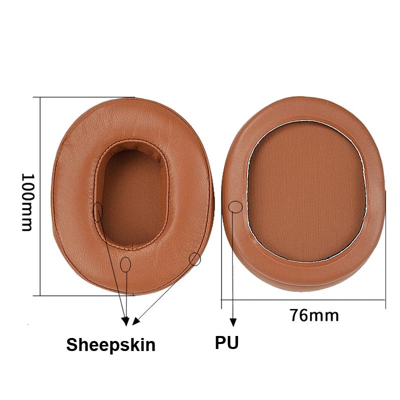 Pair Of Sheepskin Khaki Earmuffs For Audio Technica Headphones