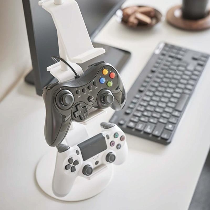 Three Tier Desktop Gamepad And Headphone Storage Rack In White