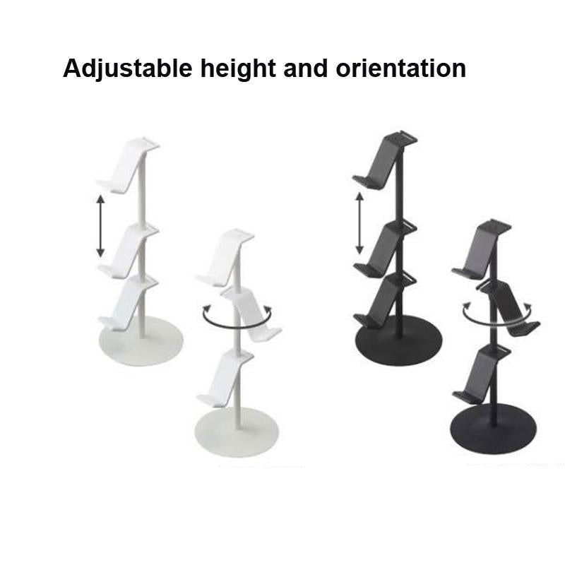 Three Tier Desktop Gamepad And Headphone Storage Rack In Black Finish
