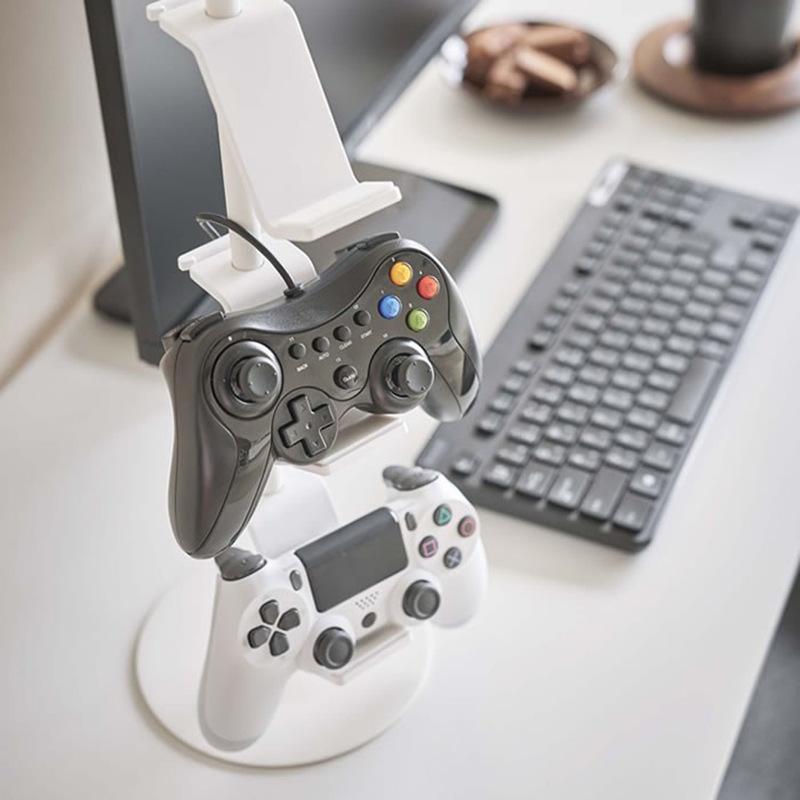 Three Tier Desktop Gamepad And Headphone Storage Rack In Black Finish