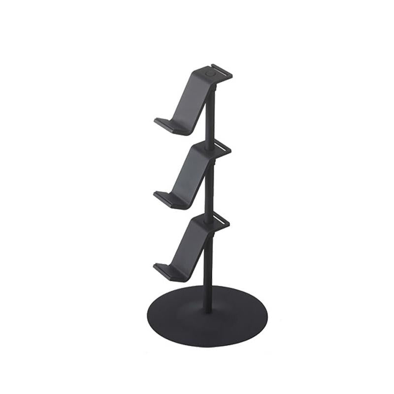 Three Tier Desktop Gamepad And Headphone Storage Rack In Black Finish
