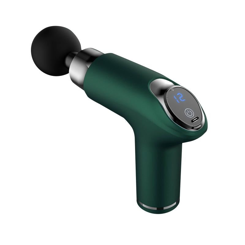 12 Speed Mini Muscle Massager Gun In Green For Deep Tissue Relief