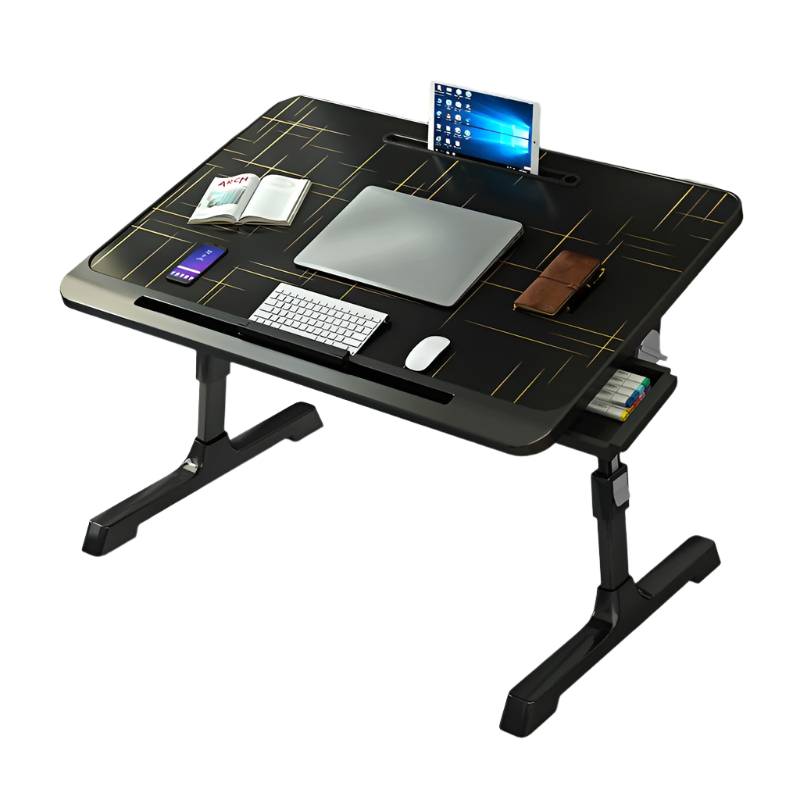 Foldable Bed Desk With Adjustable Height And Durable Plastic Desktop