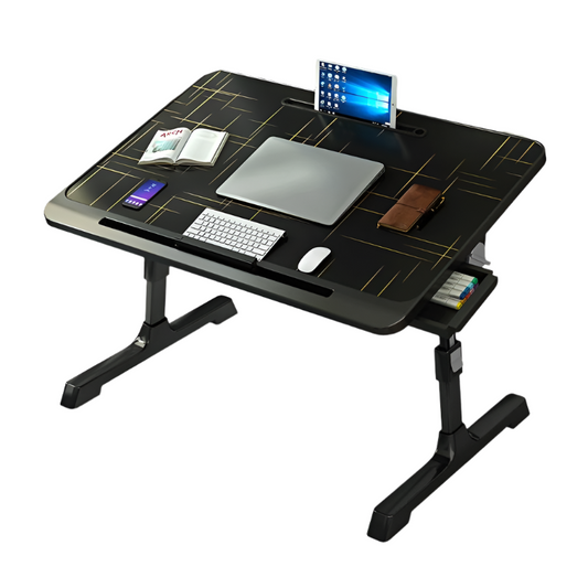 Foldable Bed Desk With Adjustable Height And Durable Plastic Desktop