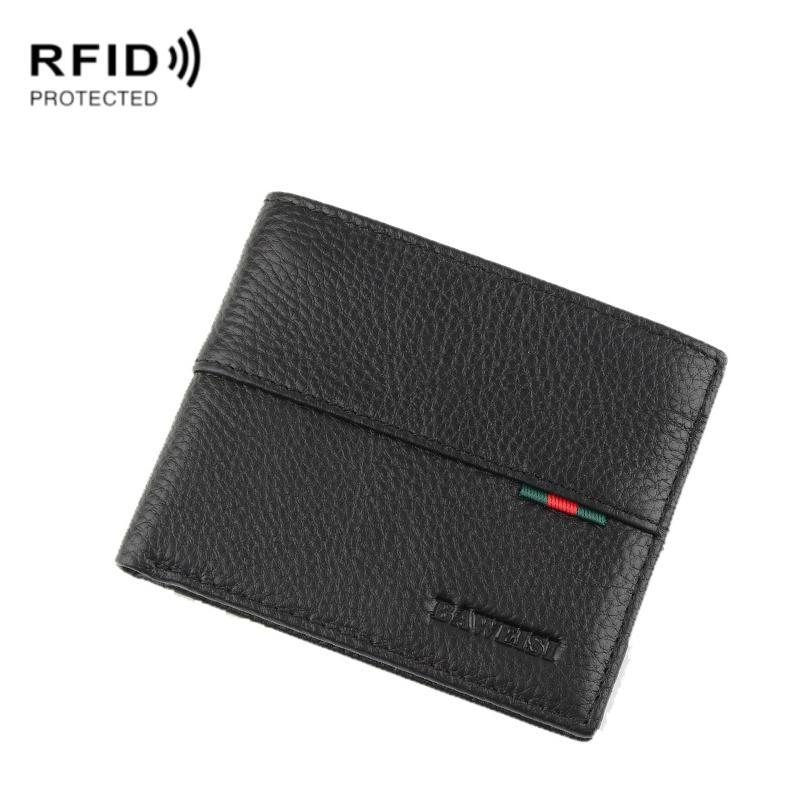 Rfid Protected Men Short Wallet With Multiple Card Slots Compact Secure Design