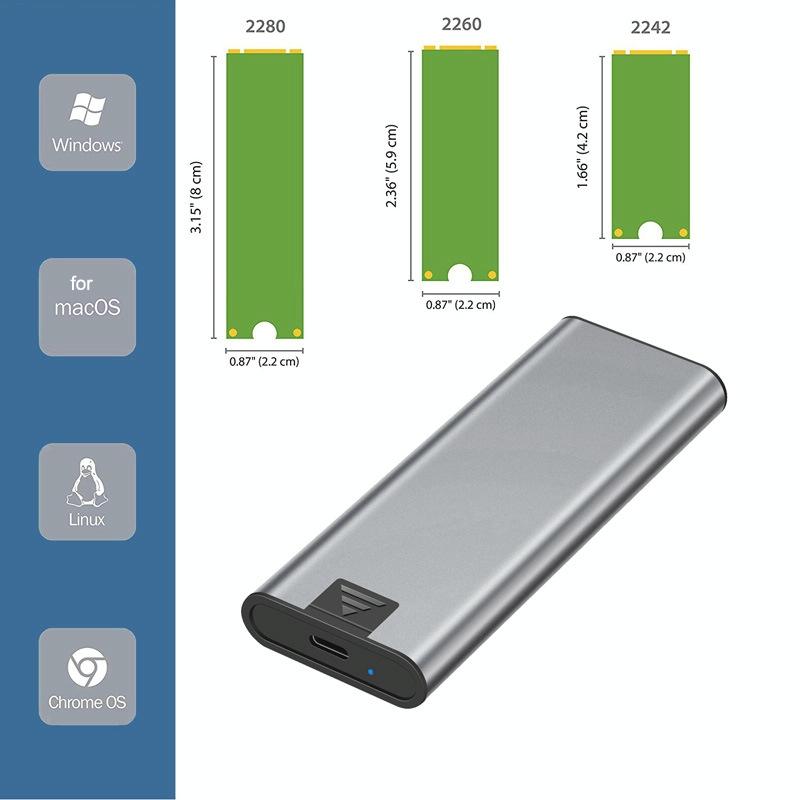 Aluminium M.2 Nvme Usb C Drive Enclosure For Solid State Storage Devices