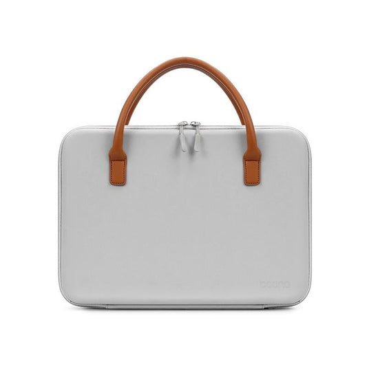 Waterproof Multifunctional Computer Bag In Grey Leather With Enhanced Protection