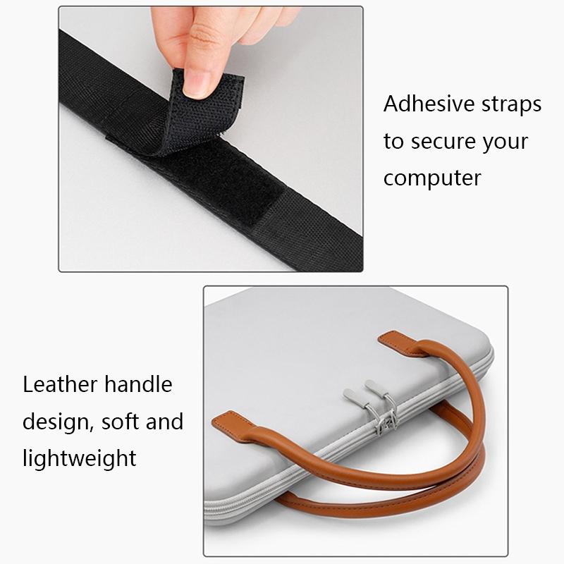 Waterproof Multifunctional Computer Bag In Grey Leather With Enhanced Protection