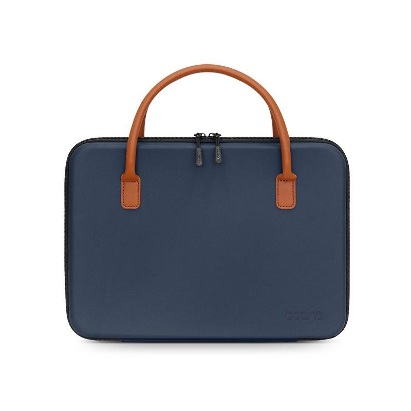 Waterproof Leather Computer Bag Multifunctional Navy Blue