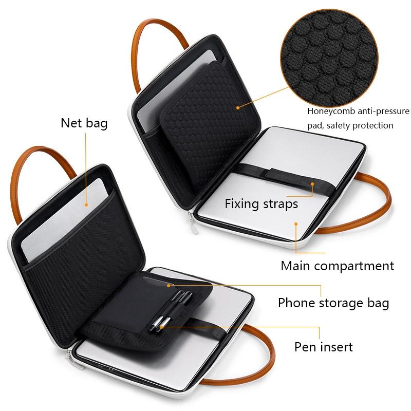 Waterproof Leather Computer Bag Multifunctional Navy Blue