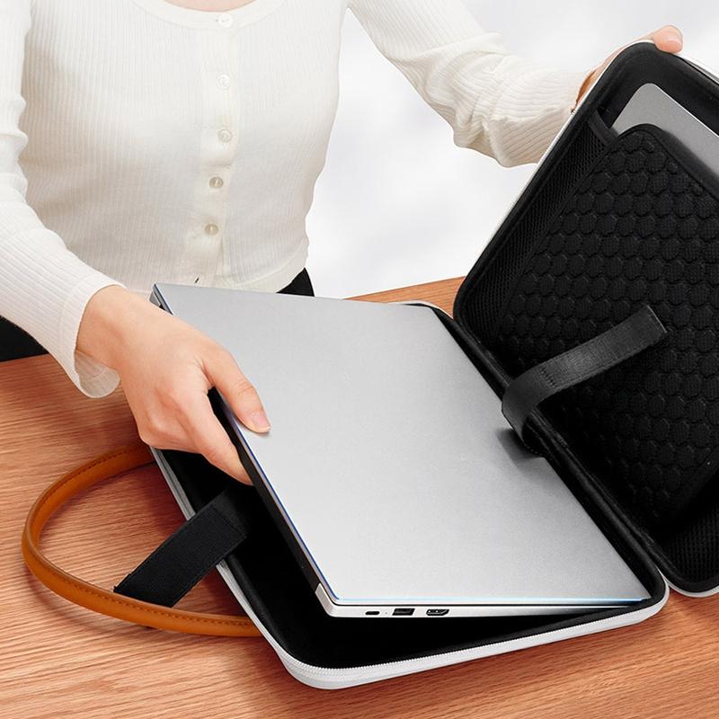 Waterproof Leather Computer Bag Multifunctional Navy Blue