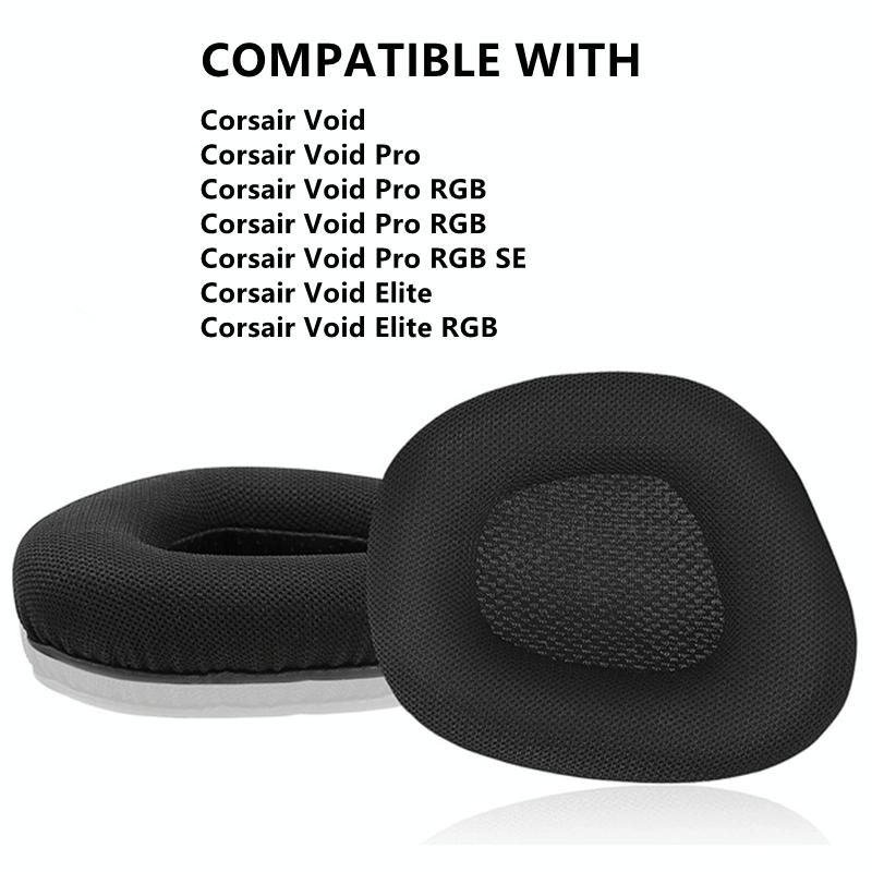 Black Protein Leather Earpads For Corsair Void Elite Set Of 2