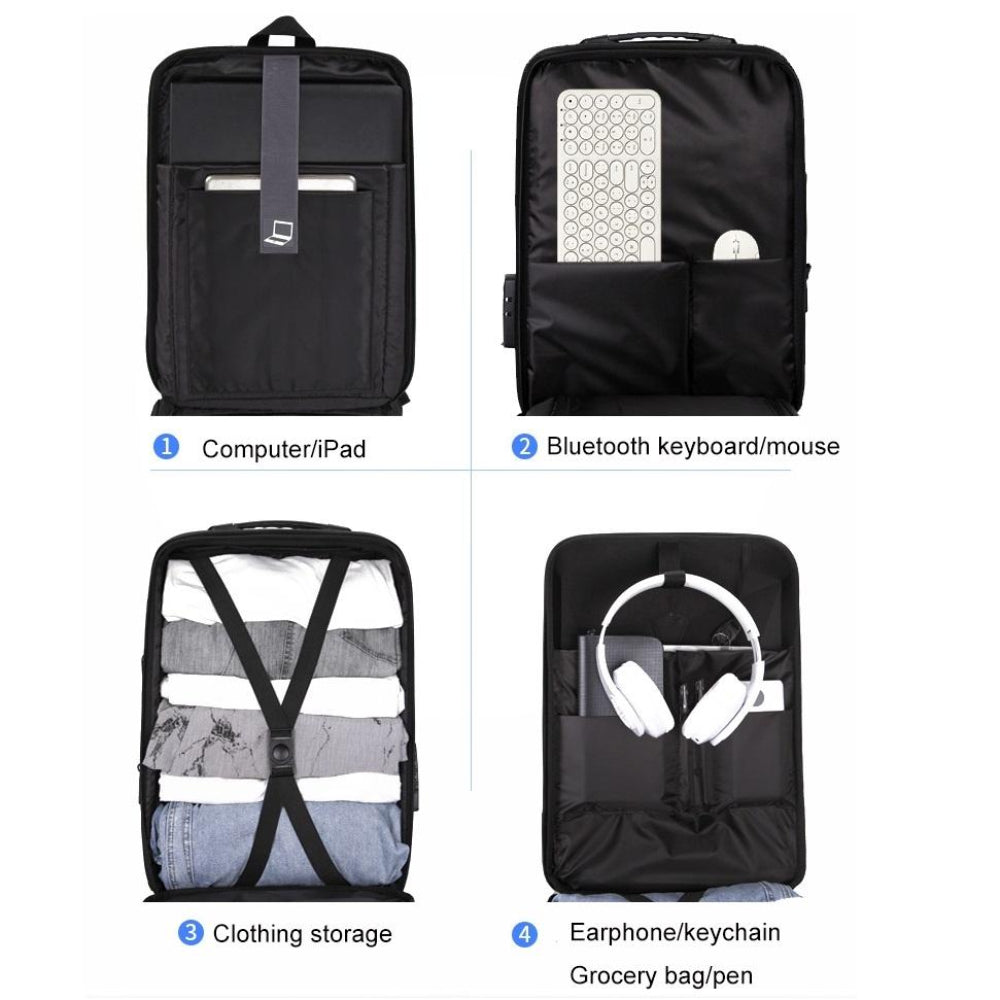 Anti Theft Hard Shell Backpack For Men Black With Durable Eva Material