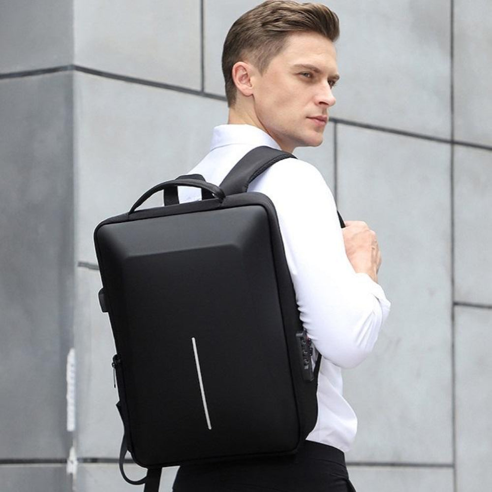 Anti Theft Hard Shell Backpack For Men Black With Durable Eva Material