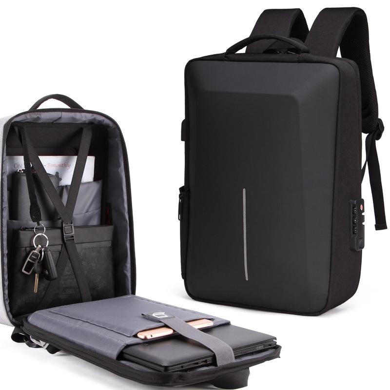 Anti Theft Hard Shell Backpack For Men Black With Durable Eva Material