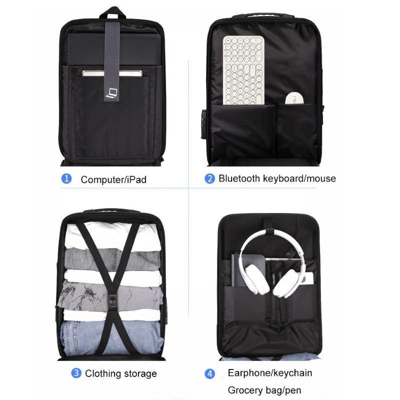 Anti Theft Hard Shell Backpack For Men Blue