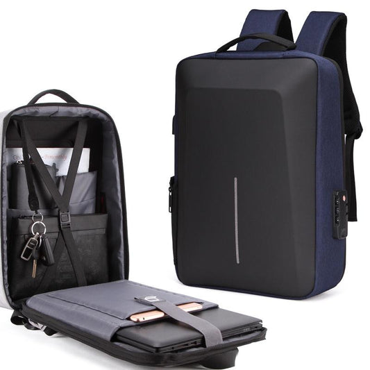 Anti Theft Hard Shell Backpack For Men Blue