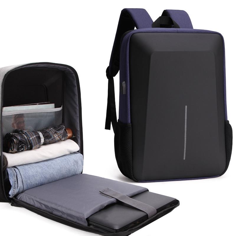 Anti Theft Hard Shell Backpack For Men With Alloy Frame Blue