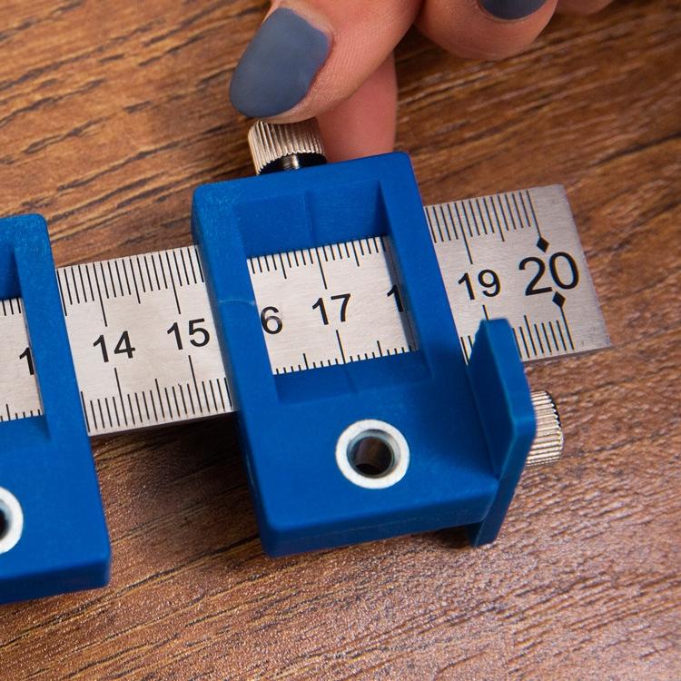 Aluminium Punch Locator For Cabinet Door Holes With Adjustable Scale And Detachable Design
