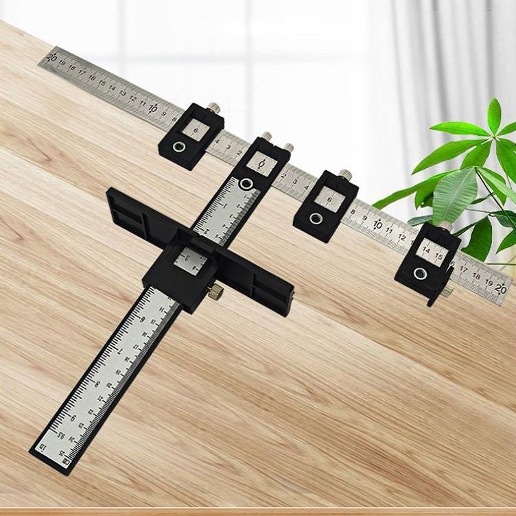 Aluminium Punch Locator For Cabinet Door Holes With Adjustable Scale And Detachable Design