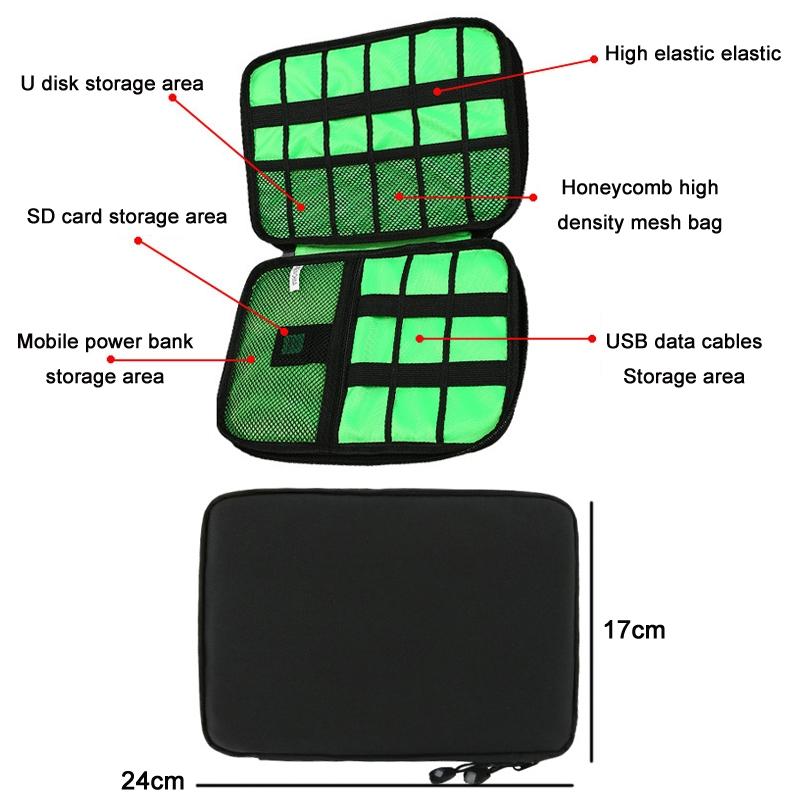 Multifunctional Mobile Phone Digital Accessories Storage Bag Black