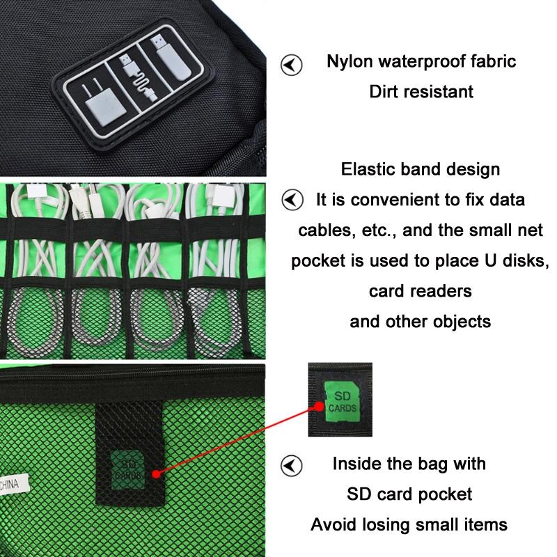 Multifunctional Mobile Phone Digital Accessories Storage Bag Black