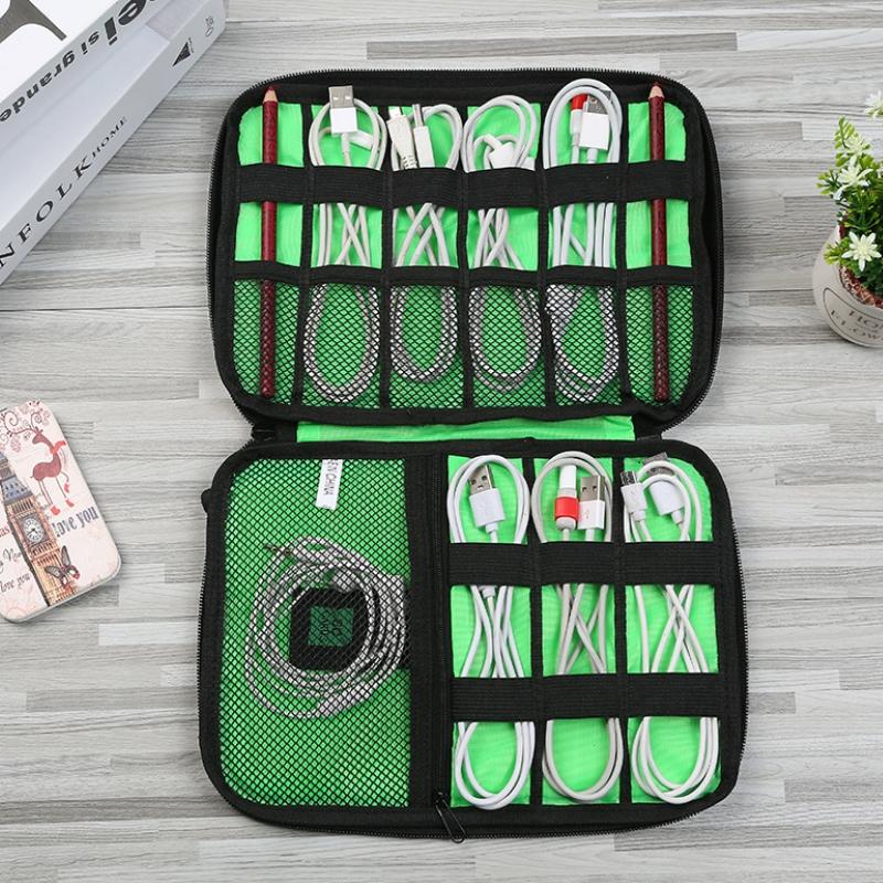 Multifunctional Portable Mobile Phone Digital Accessories U Disk Storage Bag Green