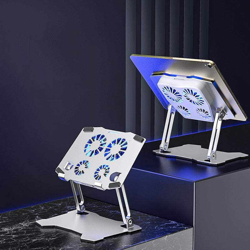 Aluminium Laptop Cooling Stand With Four Fans And Adjustable Height