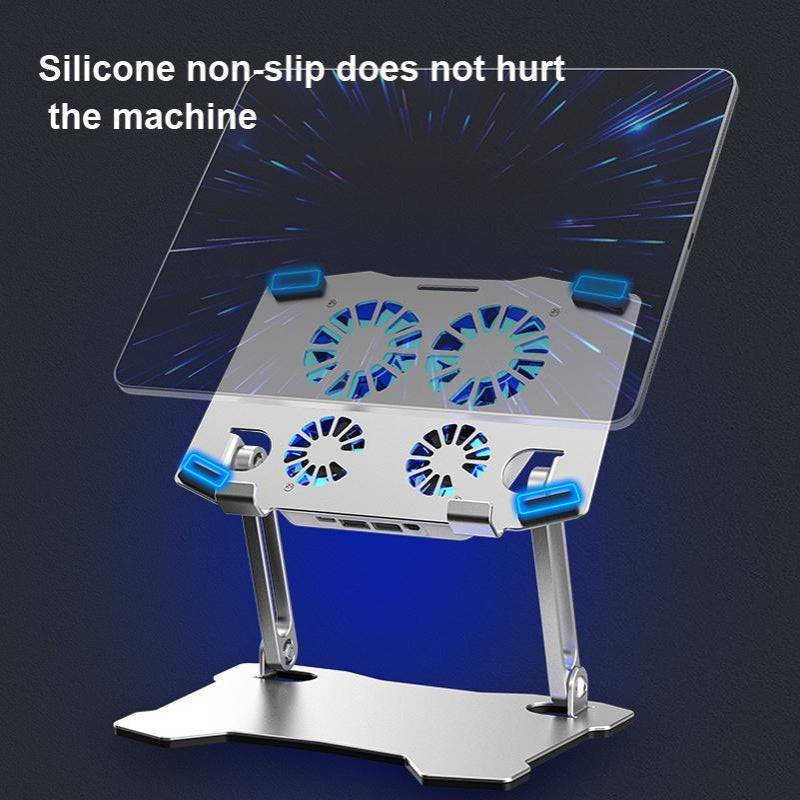 Aluminium Laptop Cooling Stand With Four Fans And Adjustable Height