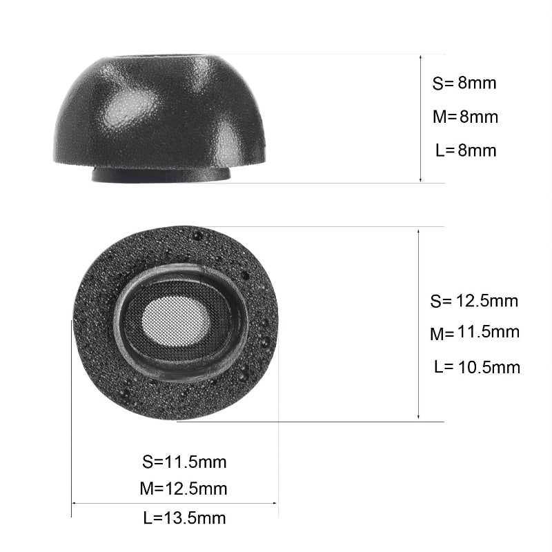 2 Pack Large Black Memory Foam Ear Tips For Tws Airpods Pro