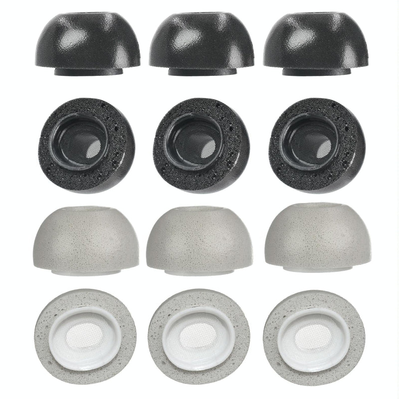 2 Pack Memory Foam Ear Caps For Tws Wireless Earbuds Medium Black Replacement