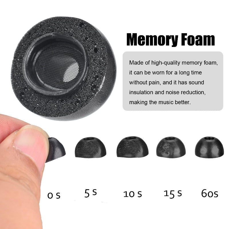 2 Pack Memory Foam Ear Tips For Tws Airpods Pro Black Small Size