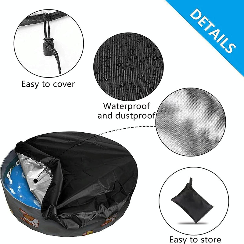 Foldable Sunscreen Pool Cover Black And Silver For Outdoor Swimming Pools