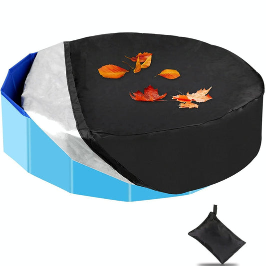 Round Foldable Pool Cover Dustproof & Sunscreen 122X30cm Black / Silver