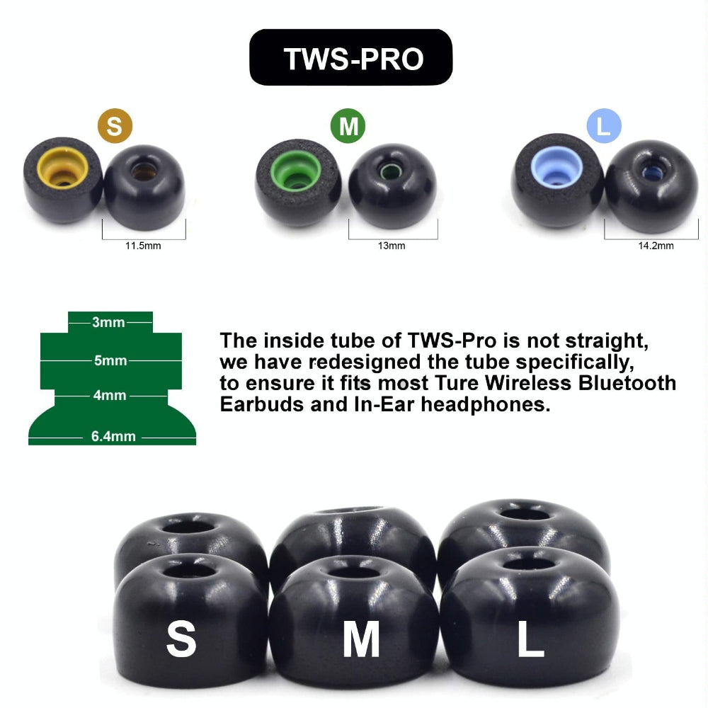 Six Pack Memory Foam Earplugs For True Wireless Headsets Large Size