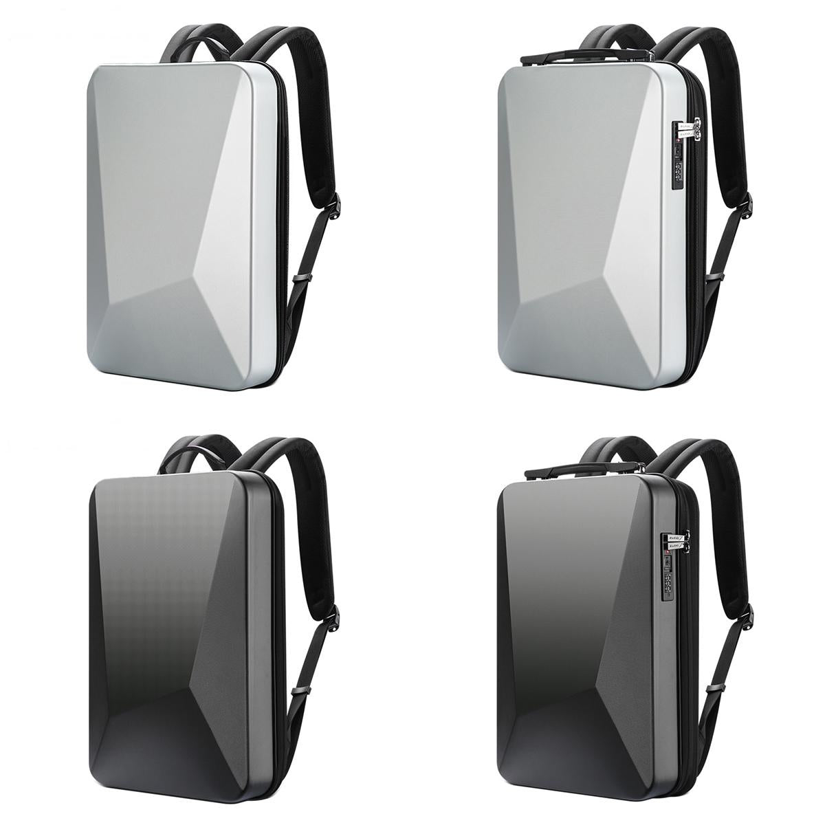 Waterproof Expandable Backpack With Usb Charging And Password Lock Silver